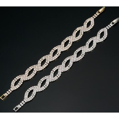 Crystal Bridal Bracelets for Women Rhinestone African Bridesmaid Wedding Prom Jewelry Christmas Gift B042