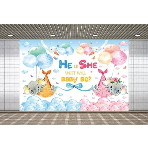 Lyavshi He Or She Baby Shower Gender Reveal Party Balloons Customized Banner Poster Child Photozone Photo Background Backdrops