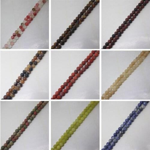 Mini.order is $7! 8mm dull polish frosting Agates Quartzs Jades stone Round DIY Loose Beads 15"