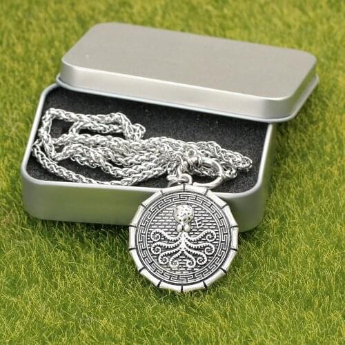 Mens Coin Necklace Octopus Pendant Medallions Greek Jellyfish Style Vintage Pirates Of The Caribbean Friendship Collares Chain M