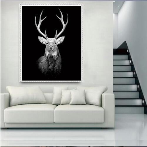 New DIY 5D Diamond Painting Full Square Cross Stitch Diamond Embroidery Elk Black and white Pictures Of Rhinestones Decor FG1089
