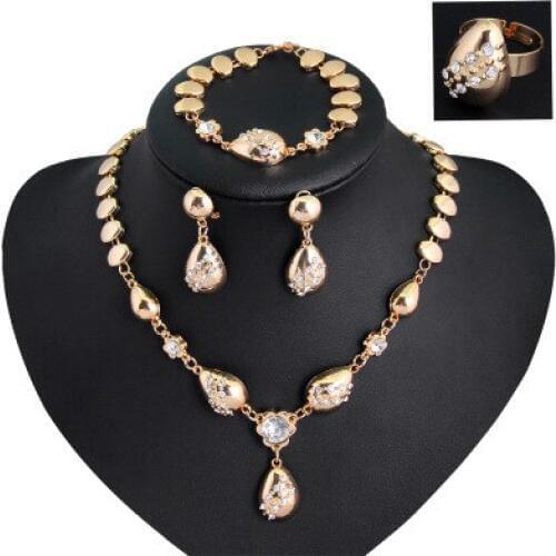 The new popular atmosphere Set Earrings Necklace accessories four sets Fine USA Gift Earring Bracelet Necklace Ring Jewelry SETS