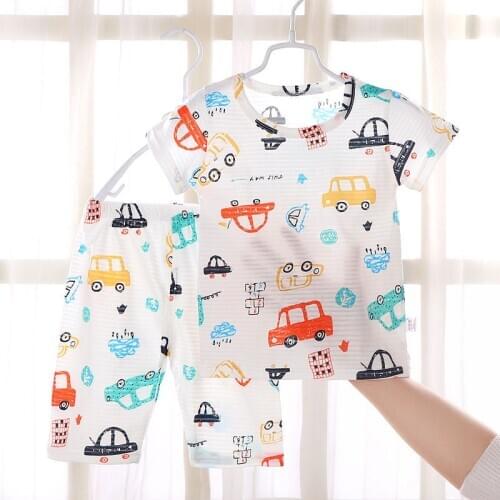 Newborn Toddler Kids Boy Girl Cartoons Sleepwear Pajamas Set Summer Short Homewear Soft Clothing Sleeping Clothes Suits