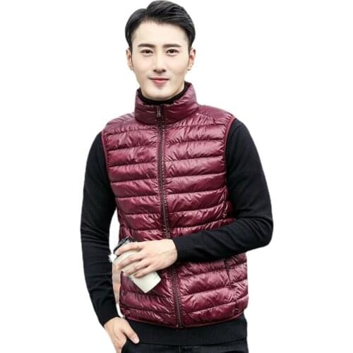 Autumn Winter Coat 90% White Duck Down Spring Duck Down Vest Ultra Light Jackets Men Fashion Sleeveless Outerwear Coat