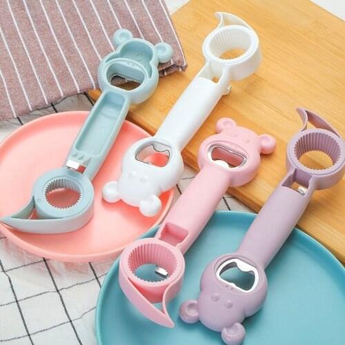 4 In 1 Manual Lid Remover Multifunctional Bottle Opener Beer Corkscrew Can Jars Opener Manual Beverage Portable Cap Lid Opener