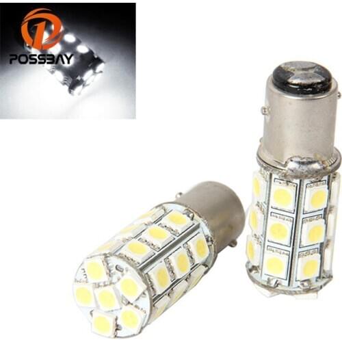 POSSBAY 1157 27LEDs Bulb Led COB Light 13W Brake Tail Turn Signal Light Parking Backup Bulb Lamp White