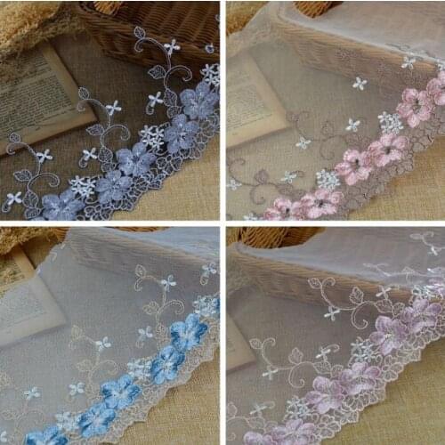 2 Meters/lot 21cm Width Colorful Lace Ribbon DIY Embroidered Net Lace Trim Fabric Ribbons For Sewing Decoration Supplies