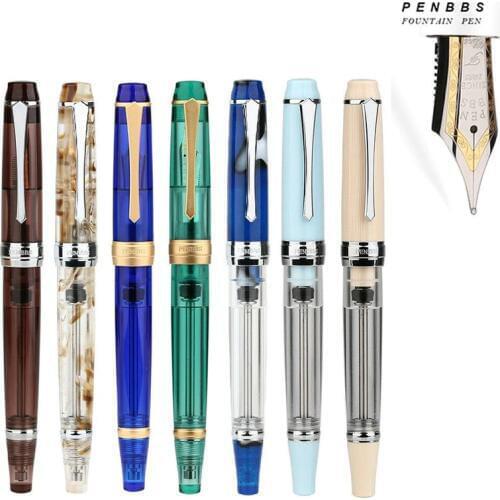 Penbbs 456 Resin Transparent Quality Negative Pressure Fountain Pen Fine 0.5mm Nib vacuum filling Student Writing Gift