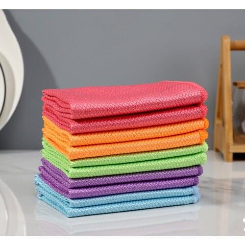 Microfiber Glass Polishing Rags Fish Scale Cloth Cleaning Towel for Kitchen Windows Cars Mirrors Wiping Cooking Utensils Tools