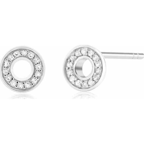 CC Stud Earrings For Women Classic Jewelry Sterling S925 Silver Round Cubic Zirconia Ear Nail Anting Wanita Party Gift CCE349