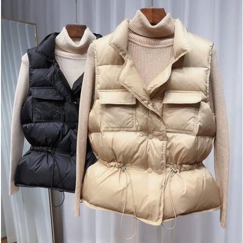 Vests for Women Down White Duck Sleeveless Vest Spring 2021 Womens Warm Padded Woman Autumn Coat Jackets Korean Fashion Style