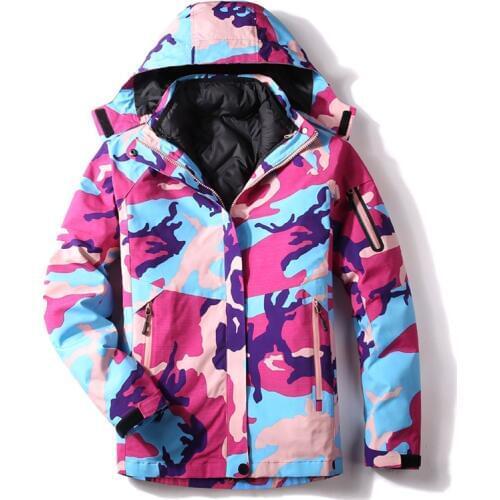 Woman Winter 3 in1 Detachable inner Breathable waterproof Ski Jacket Outdoor Hiking Snowboard Jackets Warm Cotton Ski-wear Coat