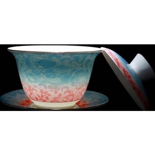 160ml Jingdezhen Ceramic Gaiwan Tea Tureen Chinese Traditional Tea Bowl Master Teacup Porcelain Drinkware Teaware Accessories