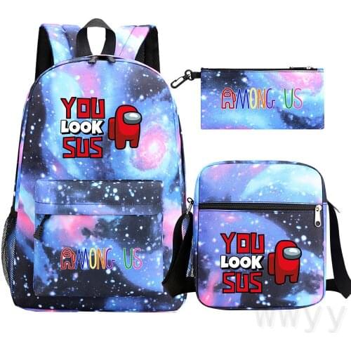 3PCS School Bag Set Among us Printing School Backpack For Teenagers Boys Girls Student Travel Book Bag Schoolbags