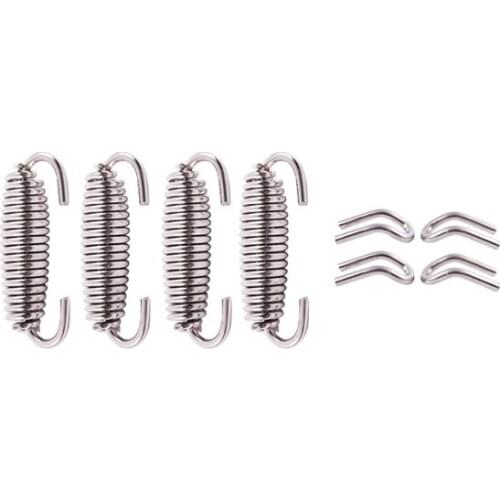 4x Motorcycle Exhaust Mounting Springs Kit Fully Rotatable 64MM Stainless Steel