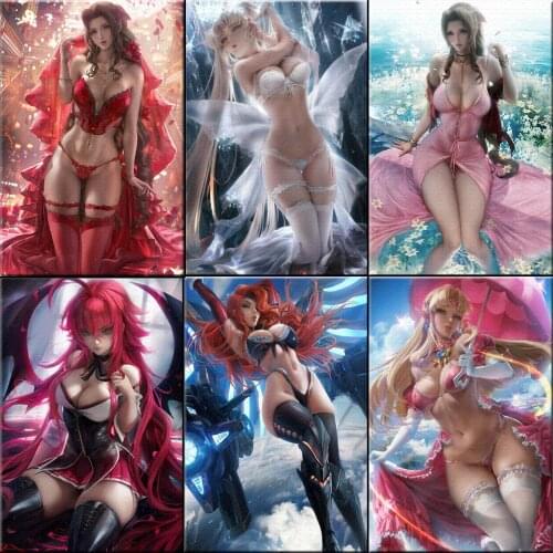 5D DIY Diamond Painting Sexy Woman Full Square/Round Rhinestone Anime Pictures Adults Crafts Diamond Mosaic Wall Art Hobby Gift