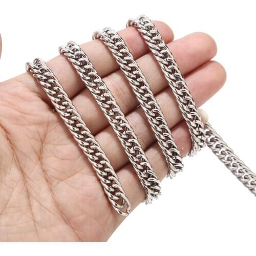 7MM width stainless steel Open Link Cable Chain Curb Chain Link in Bulk for Necklace Jewelry Accessories DIY Making