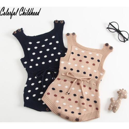 Baby Rompers Winter Warm cotton knitted Clothing Set for Boy/girls polka dot jumpsuit Infant kids Overalls 0-24m