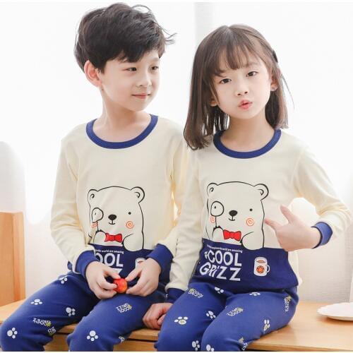 Baby Pajamas Autumn Long Sleeved Girls Sleepwear Boys Cotton Clothes Set Children Pijimas Animal Pyjamas For Kids 4 6 8 10 12