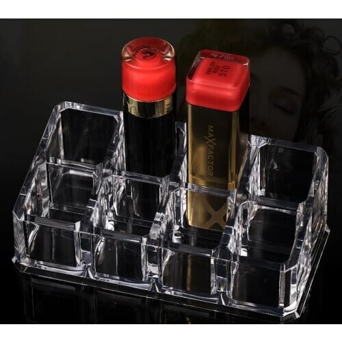 Good Vision Shop acrylic crystal clear lip gloss lipstick cosmetic box Desktop finishing 8 grid storage PACKER Post