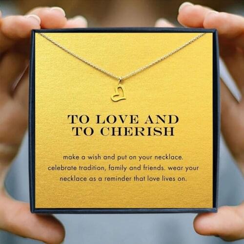 IcareU Asymmetric Hollow Heart Pendant Necklace Love Cherish Gift Box Alloy Clavicle Short Chain Make Wish Card New Arrival