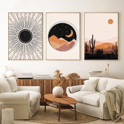 5D DIY Full Drill Diamond Painting Mid Century Sun Moon Abstract Diamond Mosaic Landscape Embroidery Cross Stitch Art Home Decor