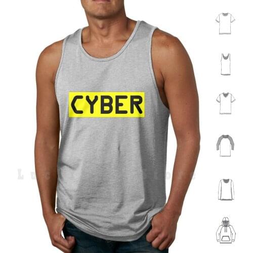 Cyber Tank Tops Vest 100% Cotton Cyber Computer Hacker Yellow Black Programmer Nerd Geek Space