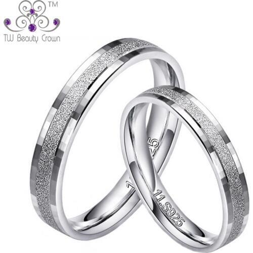 New Authentic 925 Sterling Silver Wedding Engagement Lovers Unisex Rings Bride Groom Jewelry For Women & Men Couples WQL029