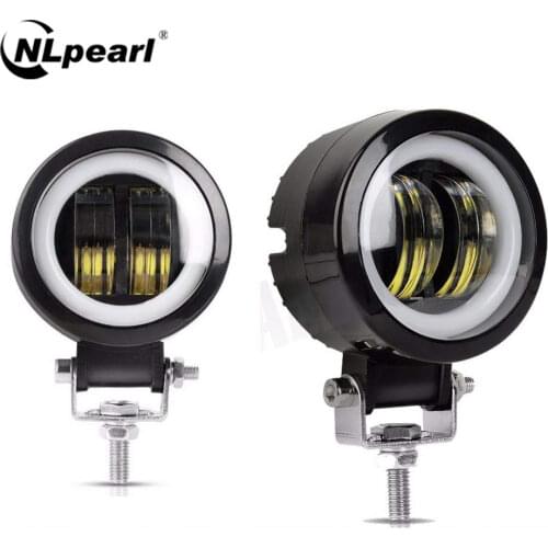 Nlpearl 12V 24V Waterproof Angel Eyes LED Headlights Spotlight For Offroad Truck Car Boat Auto Motorcycle LED Driving Work Light