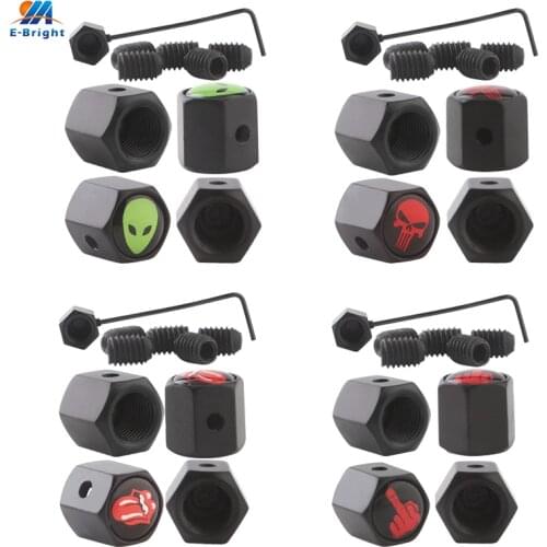 YMEBBRIGHT 4PCS Metal Car Anti-theft Wheel Tires alve Caps Tyre Stem Air Caps Airtight Covers Auto Accessories
