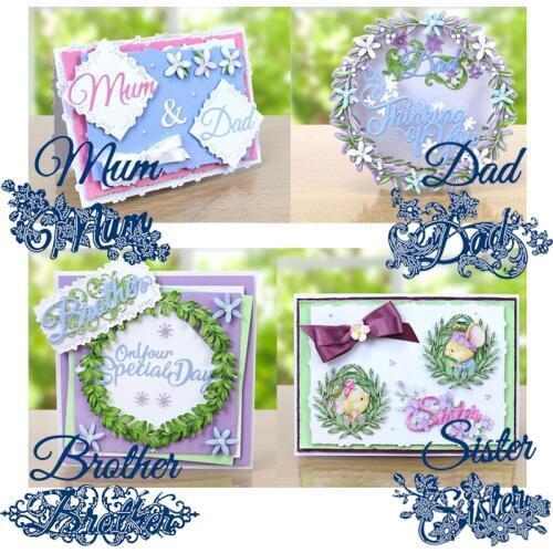 Flower Mum Dad Brother Sisiter Pattern Metal Cutting Dies Stencil Scrapbooking Embossing For Paper Card DIY Crafts Supplies