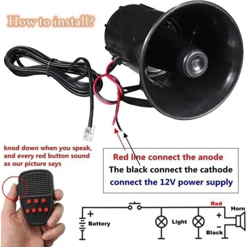 6 Sounds Car Alarm Megaphone Mic System Kit 12V 110dB Siren Horn PA Speaker for Outdoor Parts Personal Car Accessories