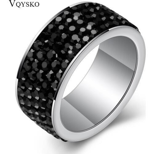 NIBA 5 Row Lines Colorful Crystal Jewelry Women Stainless Steel Engagement/Wedding Rings