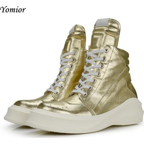 Yomior Genuine Leather Round Toe Basic Casual Men Boots Classic Lace-Up Platform Thick Sole High Quality Ankle Boots Shoes