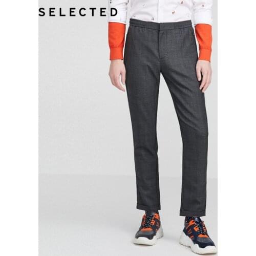 SELECTED Autumn Plaid Mens Rolled-up Pants Business Casual Radish Pants S|420114524