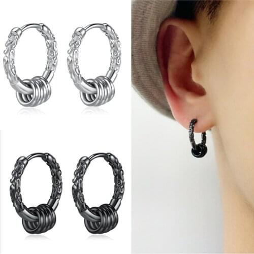 Top Quality 925 Sterling Silver Earrings For Men Jewelry New Trendy Male Hoops Craved Flower Earrings For Boys Party Accessories