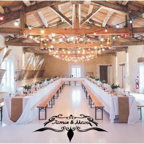 Customizable Name Modern Design Floor Sticker Decal Wedding Sticker Wedding Hall Floor Art Decoration A00811