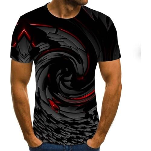 New 3D printing mens T-shirt fashion Harajuku geometric plaid casual round neck T-shirt plus size mens street 3D sports top