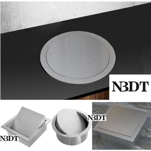 304 Stainless Steel Square Round Built-in Drop in Countertop Bench Top Trash Waste Garbage Chute Flip-top Cover Lid Hotel Public