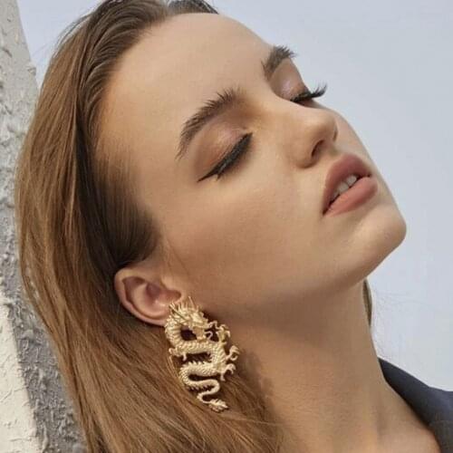 Punk Dragon Earrings Big Fashion Earrings For Women Men Gold Charm Hiphop Charm Design Party Danglers Jewelry Birthday Gift