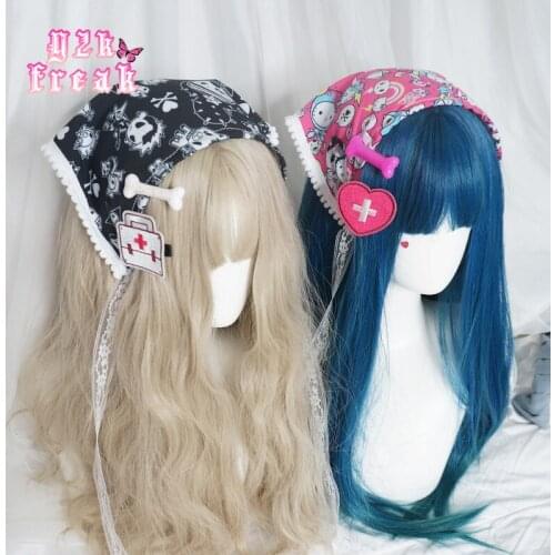 Y2K Headband Cute Egirl Headcloth Accessories for Women Hair Ties Durag BabyGirl Softgoth Egirl Hiphop 90s Handmade Bandanas