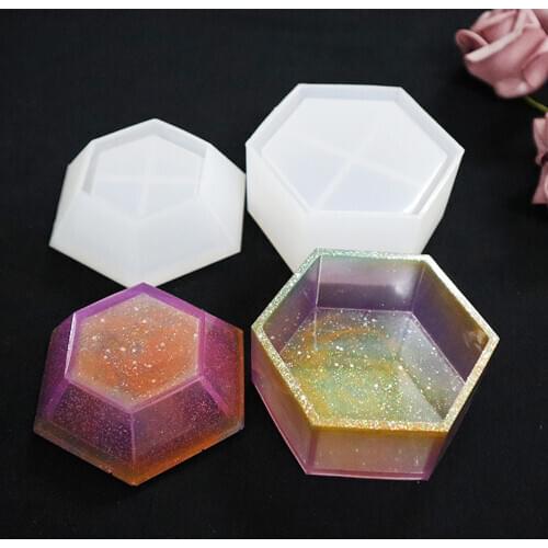 Pentagon Hexagon Storage Box Silicone Mold Pendants Ornaments mold Epoxy Resin UV Resin Jewelry Making DIY Craft Tools molds