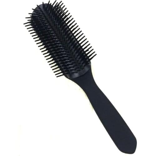 European Style Black Hairdressing Brush Comb 9 Line Teeth Detangle Hair Comb With Ball Tip Pro Hair Pomade Brush For Haistyling