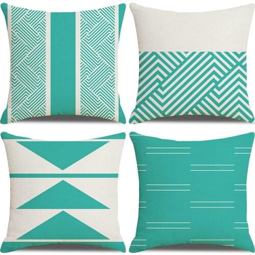 Multicolor Geometr Print Pillowcase Cushion Cover 45*45 Sofa Cushions Pillow Cases Cotton Linen Home Decor Pillow Covers KD-0689