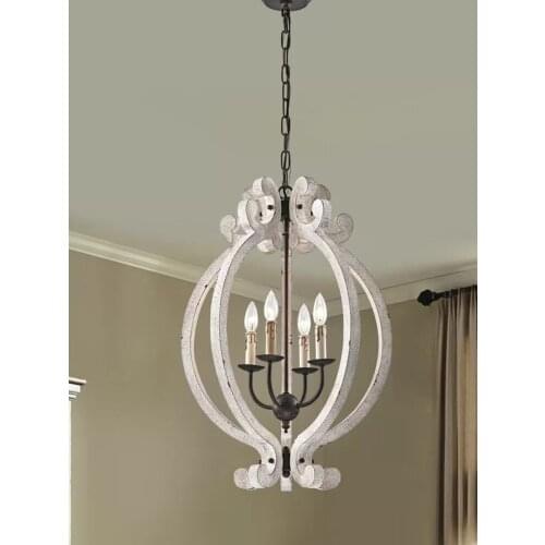 Country Retro Solid Wood Distressed Bed & Breakfast Dining Room Chandelier French Designer Creative Children Room Bedroom Lamps