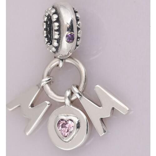 S925 Pendant DIY Jewelry Perfect Mum Mom Hanging Dangle Charm fit Lady Bracelet Bangle
