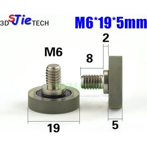 M6*19*7mm M6*19*5mm M6 screw thread pulley , Pu polyurethane soft rubber, elastic and silent, drawer roller / wheel