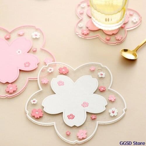 Silicone Cherry Blossom Table Mat Placemat Japan Style Flower Shape Heat Insulation Table Pad Anti-skid Cup Bowl Coaster Decor