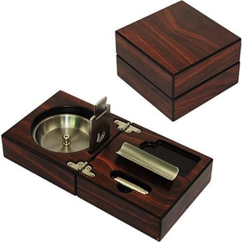 Foldable Personality Cigar Ashtray Large Metal Solid Wood Ashtray Fashion-Design