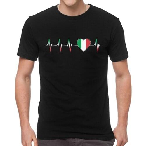 Italian Heartbeat Italy Flag Tshirt Men Fashion Tees Top Cotton T Shirt Short Sleeve T-shirts Gift Clothing